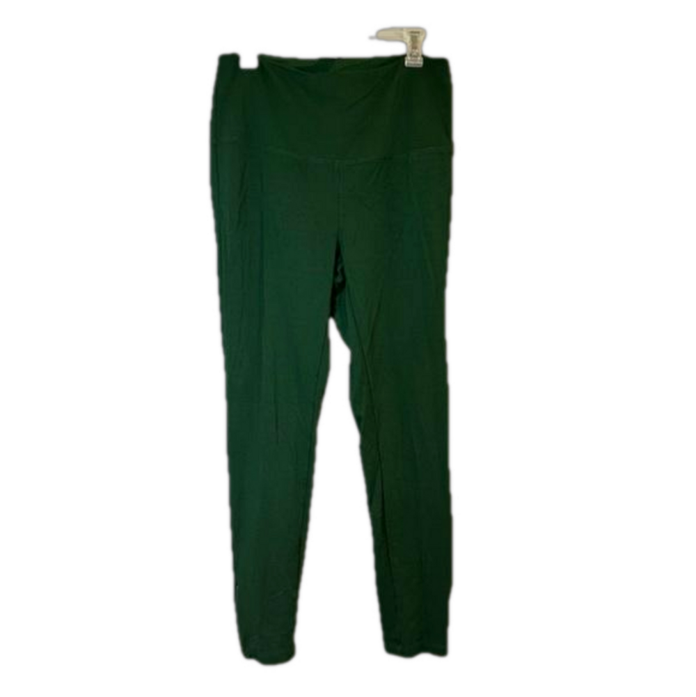IMAN Size L Pine Green Leggings with Ankle Gold Zipper Accents